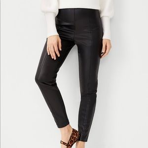 Black faux leather ankle pants